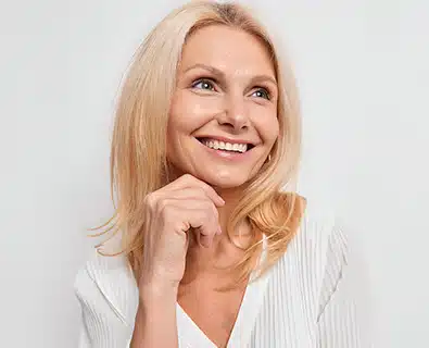 Woman showing beautiful chin.